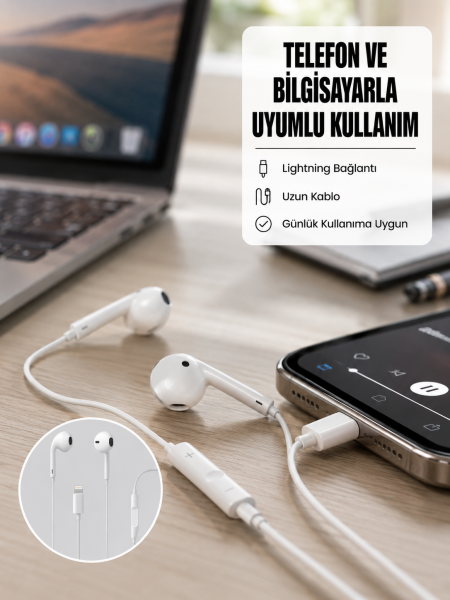 Yüksek Ses Kaliteli Mikrofonlu Kablolu Kulak İçi Kulaklık Yeni Nesil - Lisinya