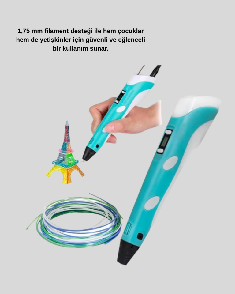 3D Kalem Ergonomik ve 1.75 mm Filament Destekli FDM Yazıcı Kalemi - Lisinya