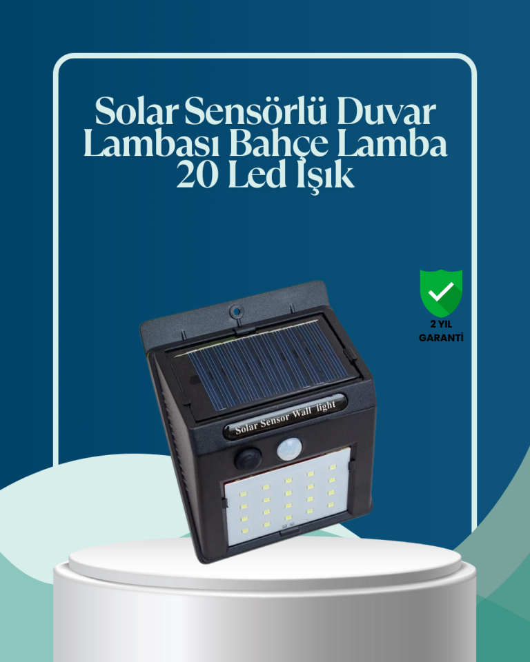 YamanHobi 20 LED Solar PIR Hareket Sensörlü Duvar Lambası IP65