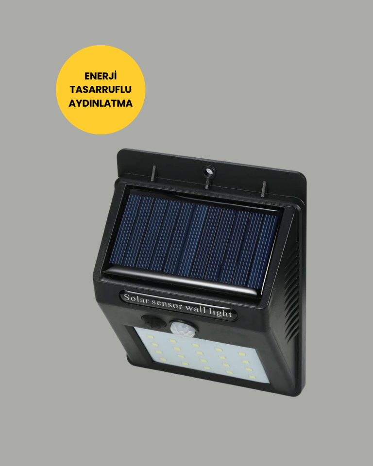Sensörlü 20 LED Solar Duvar Lambası 3 Metre Algılama Mesafesi - Lisinya
