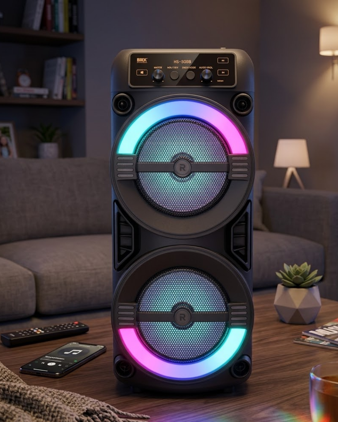 YamanHobi LED Işıklı Bluetooth Hoparlör USB Hafıza Kartlı Siyah