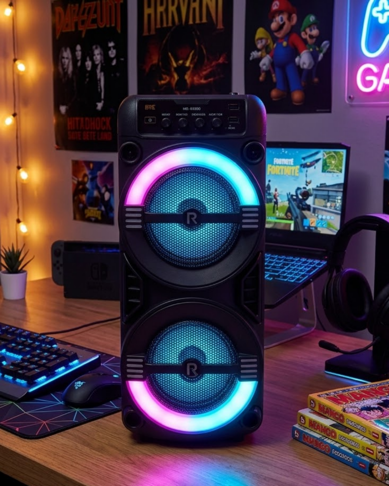 YamanHobi LED Işıklı Bluetooth Hoparlör USB Hafıza Kartlı Siyah