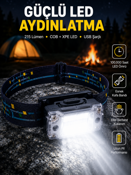 Taşınabilir Şarjlı LED Fener XPE95LM COB120LM Manyetik Gövde Yeni Nesil - Lisinya