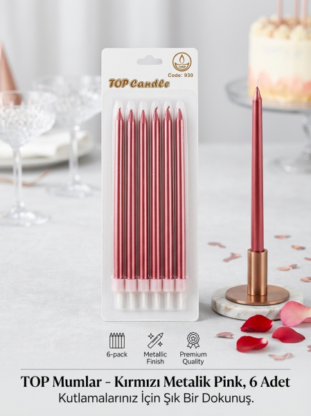 Top Candle  Pasta Mumu 6 Adet – Doğum Günü ve Parti Kutlama Seti NO:2