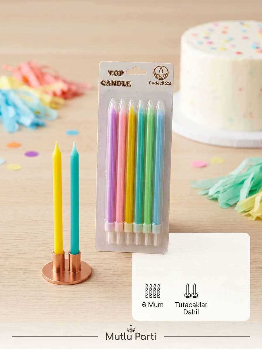 Top Candle  Pasta Mumu 6 Adet – Doğum Günü ve Parti Kutlama Seti NO:3