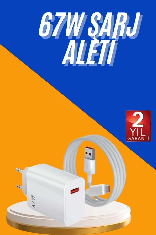 YamanHobi 67W Type-C Hızlı Şarj Adaptörü USB-C Kablolu Turbo Şarj Cihazı