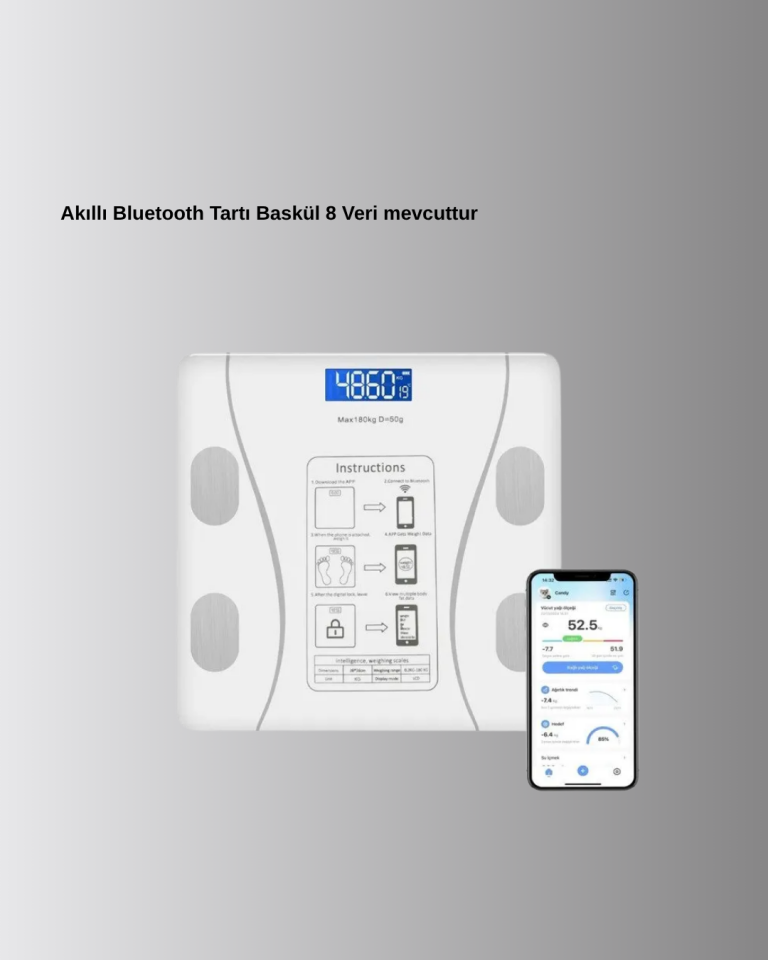 Akıllı Bluetooth Tartı – 8 Farklı Ölçüm Verisi, Otomatik Kişi Tanıma - Lisinya
