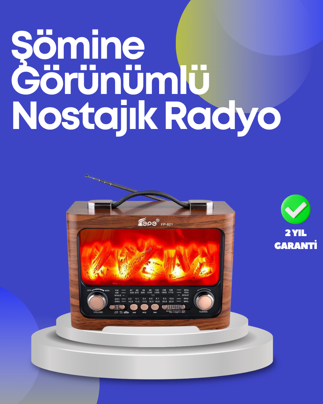 YamanHobi Alev Efektli Solar Bluetooth Hoparlör 7W Kahverengi