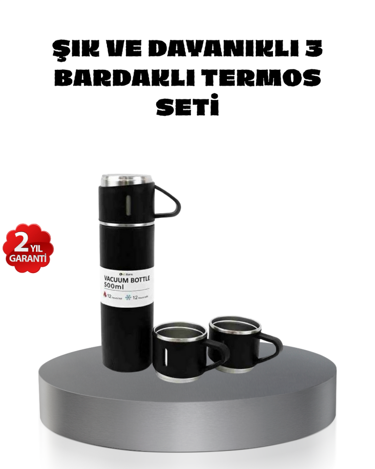 500 ml Paslanmaz Çelik Termos Seti – Sızdırmaz, Vakumlu, Isı Koruma Özellikli, Taşınabilir Termos - Lisinya