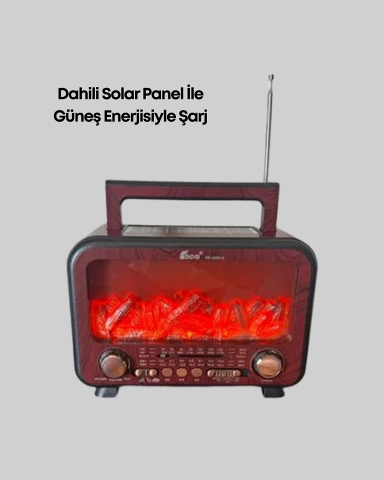 Solar Şarjlı Şömine Işıklı Bluetooth Hoparlör – Radyo, USB, TF Kart Destekli - Lisinya
