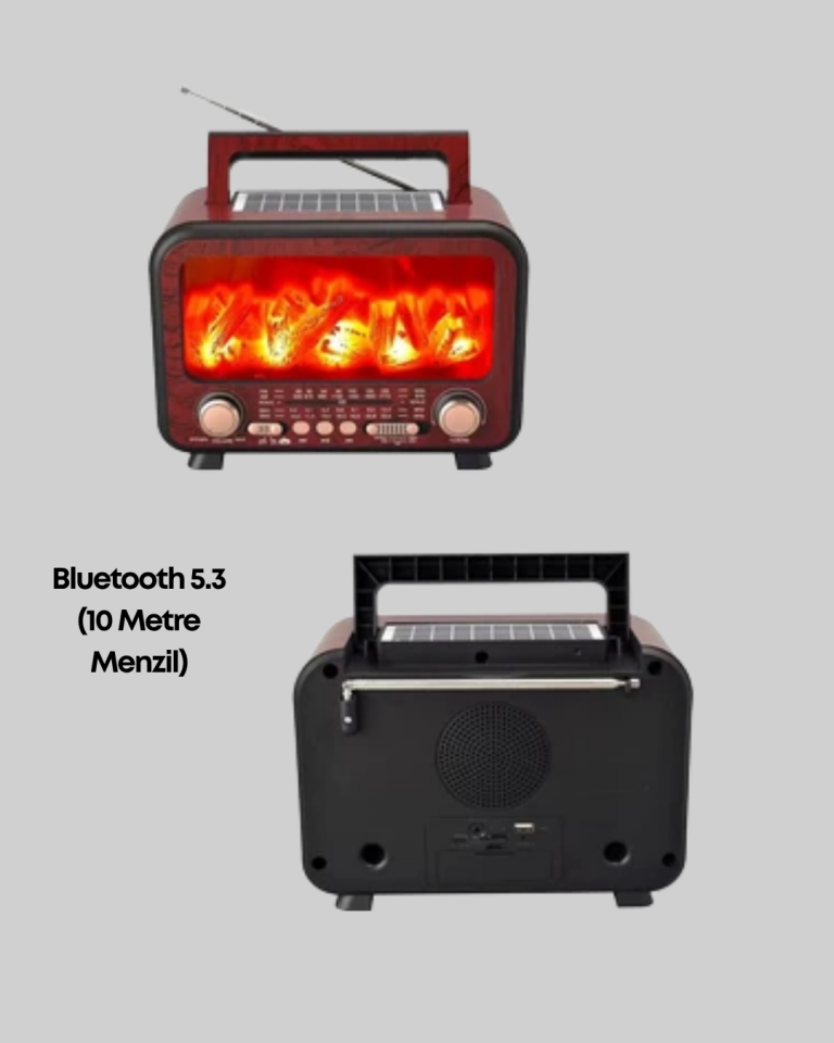 Solar Şarjlı Şömine Işıklı Bluetooth Hoparlör – Radyo, USB, TF Kart Destekli - Lisinya