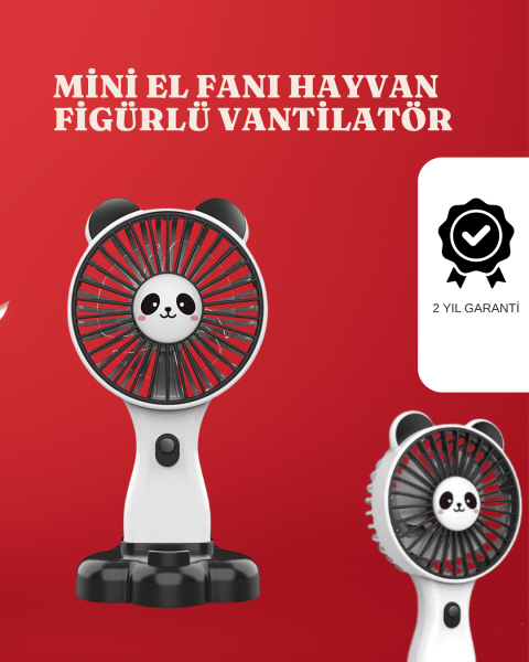Mini Fan Hayvan Figürlü – Şarj Edilebilir Taşınabilir El Vantilatörü