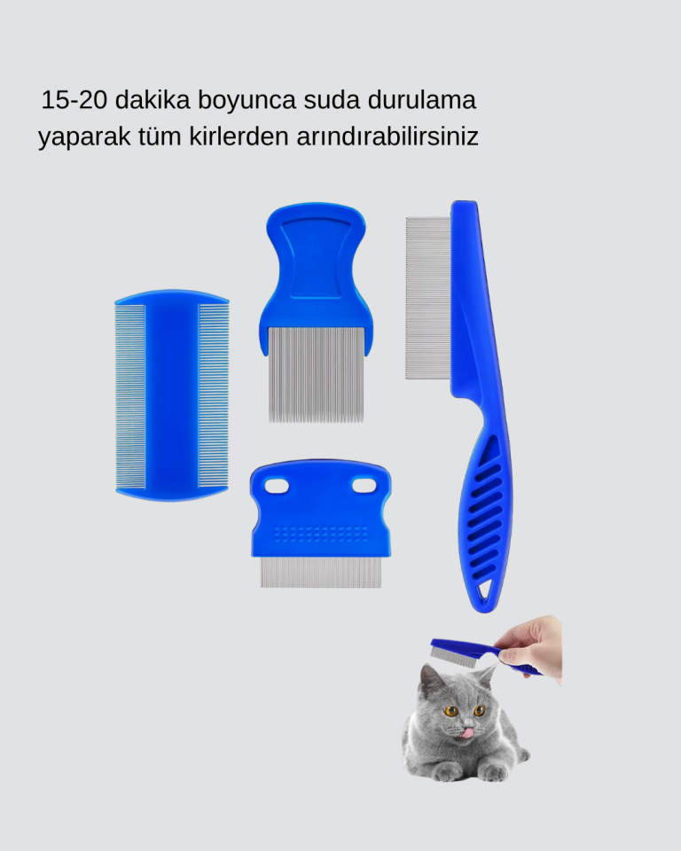 4’lü Kedi Köpek Tüy Temizleme Seti – Paslanmaz Çelik,Ergonomik ve Uzun Ömürlü - Lisinya