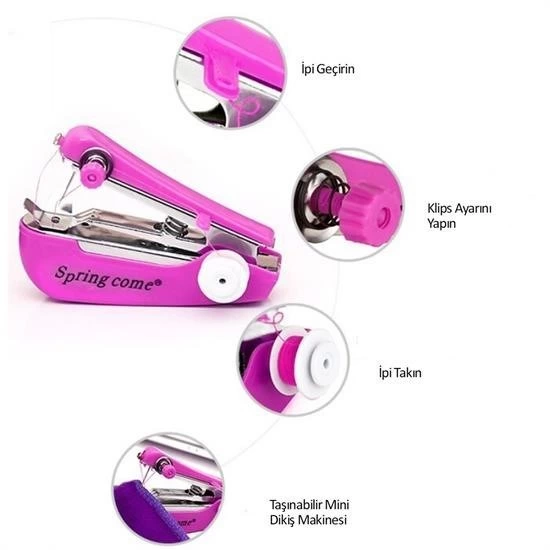 Spring Come Mini Kolay Seyehat Ve Ev Tipi El Dikiş Dikme Makinası ( Lisinya )