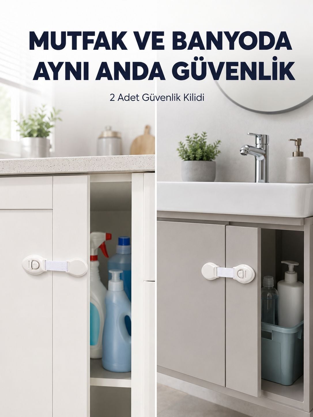 2'li Dolap ve Çekmece Güvenlik Kilidi Seti - Lisinya