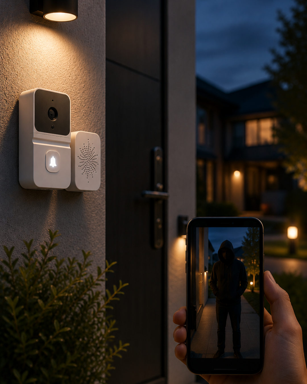 WiFi Akıllı Kapı Zili Gece Görüşlü Kameralı Kablosuz Güvenlik Sistemi - Lisinya