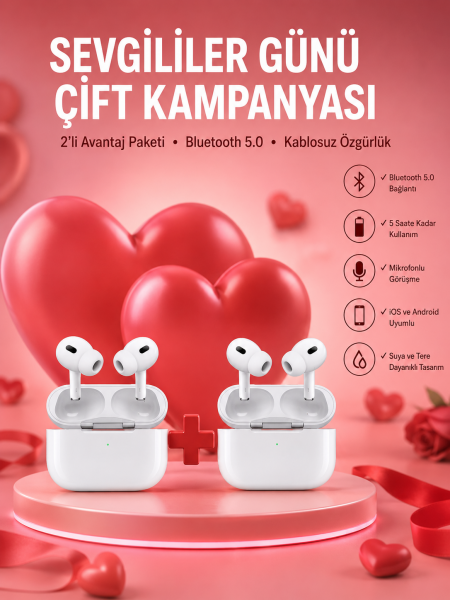 Sevgiliye Hediye Çift Kulaklığı Yeni Nesil Pro Kulaklık Sevgililer Gününe Özel Kampanya - Lisinya