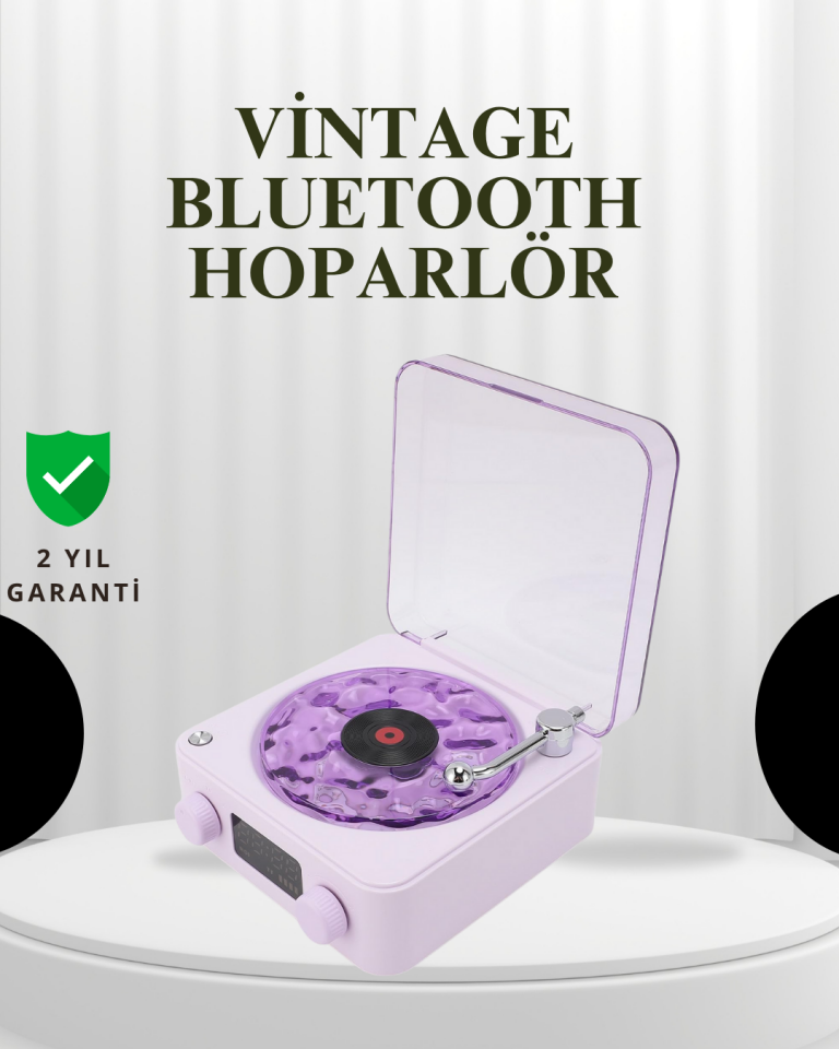Projektörlü Gece Lambalı Retro Hoparlör – Taşınabilir Bluetooth Speaker - Lisinya