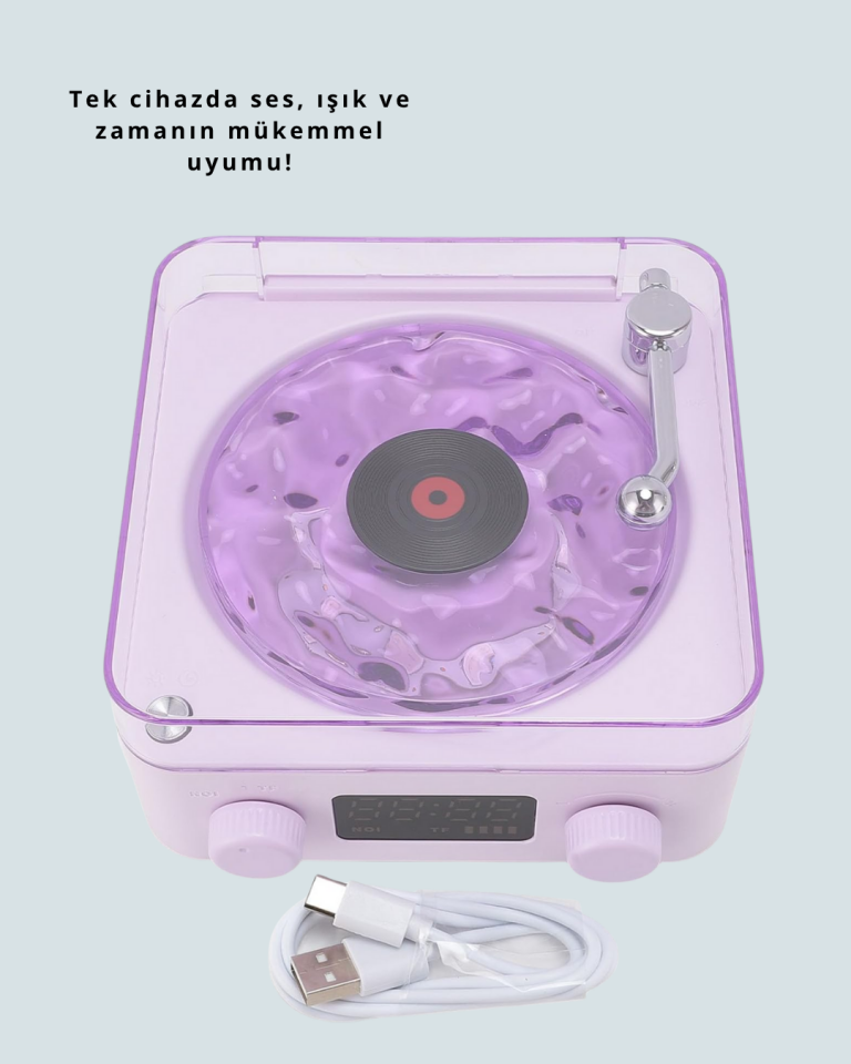 YamanHobi Retro Pikap Hoparlör Projektörlü RGB Işıklı Mor