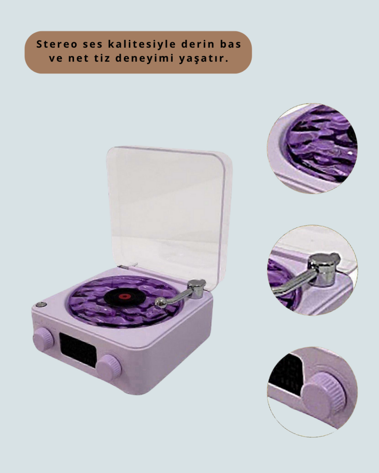 YamanHobi Retro Pikap Hoparlör Projektörlü RGB Işıklı Mor