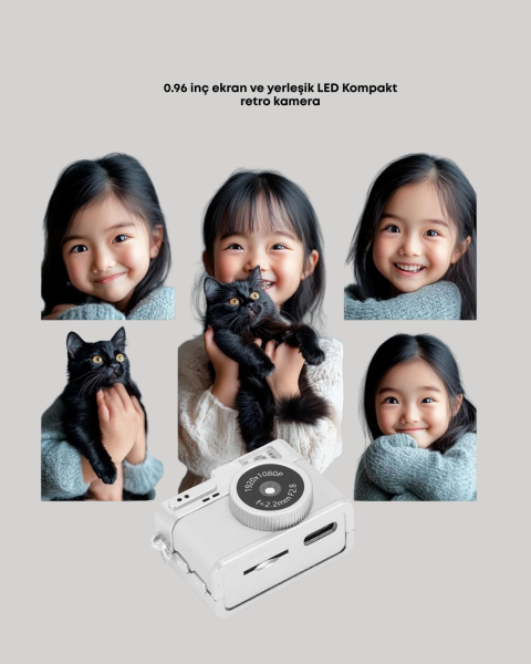 Mini HD Dijital Kamera 1080P Kordonlu Taşınabilir Retro Model - Lisinya