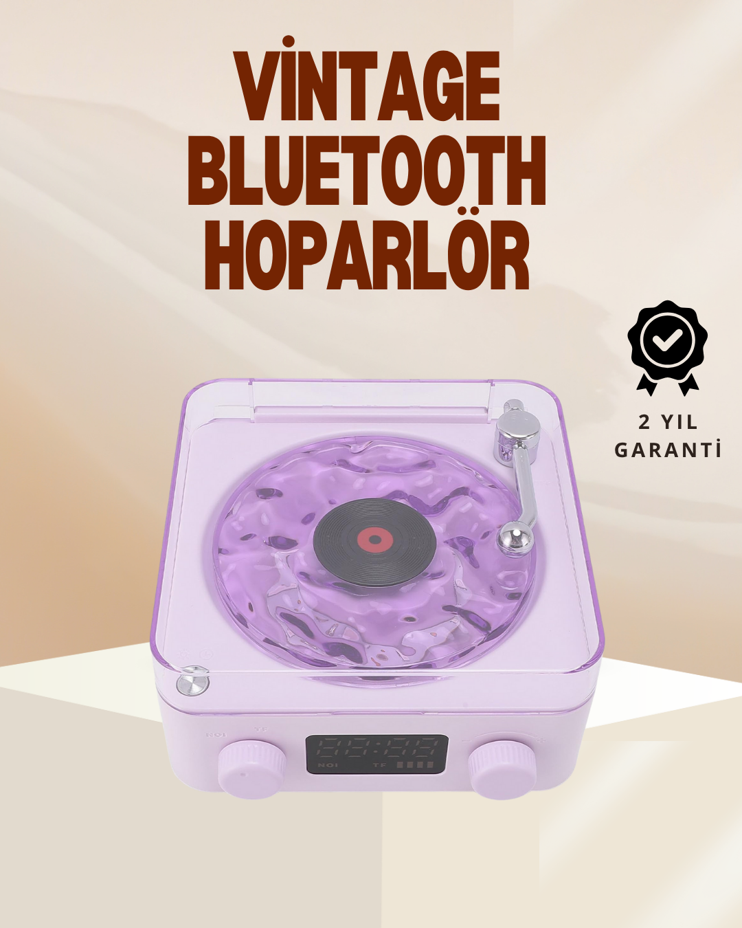 YamanHobi Retro Pikap Bluetooth Hoparlör Projektörlü Mor
