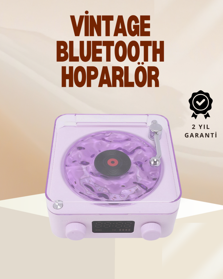 YamanHobi Retro Pikap Bluetooth Hoparlör Projektörlü Mor