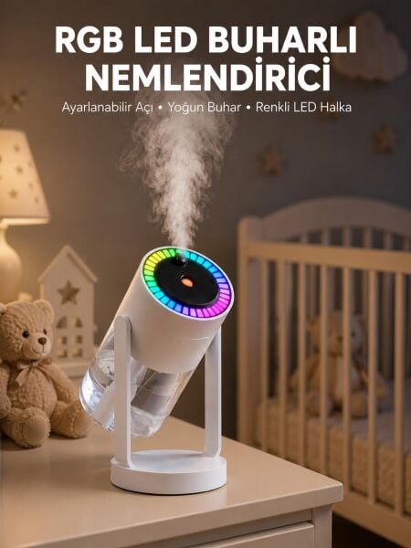 Ultrasonik Hava Nemlendirici Renkli Işık ve Manuel Püskürtme Ayarı Yeni Nesil - Lisinya