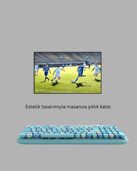 Kablosuz Retro Klavye ve Mouse Seti – 104 Tuşlu Sevimli Tasarım