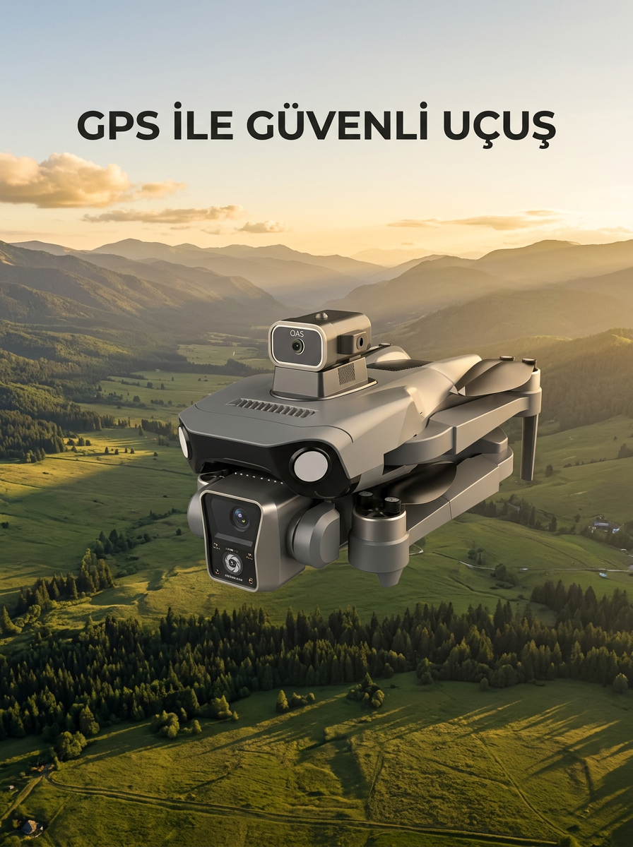 Ekranlı Kumandalı GPS Drone Çift Kameralı Katlanabilir Hava Aracı - Lisinya