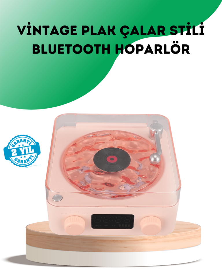 Retro Bluetooth Hoparlör – Kristal Ses, Gece Lambası, Saatli Tasarım - Lisinya