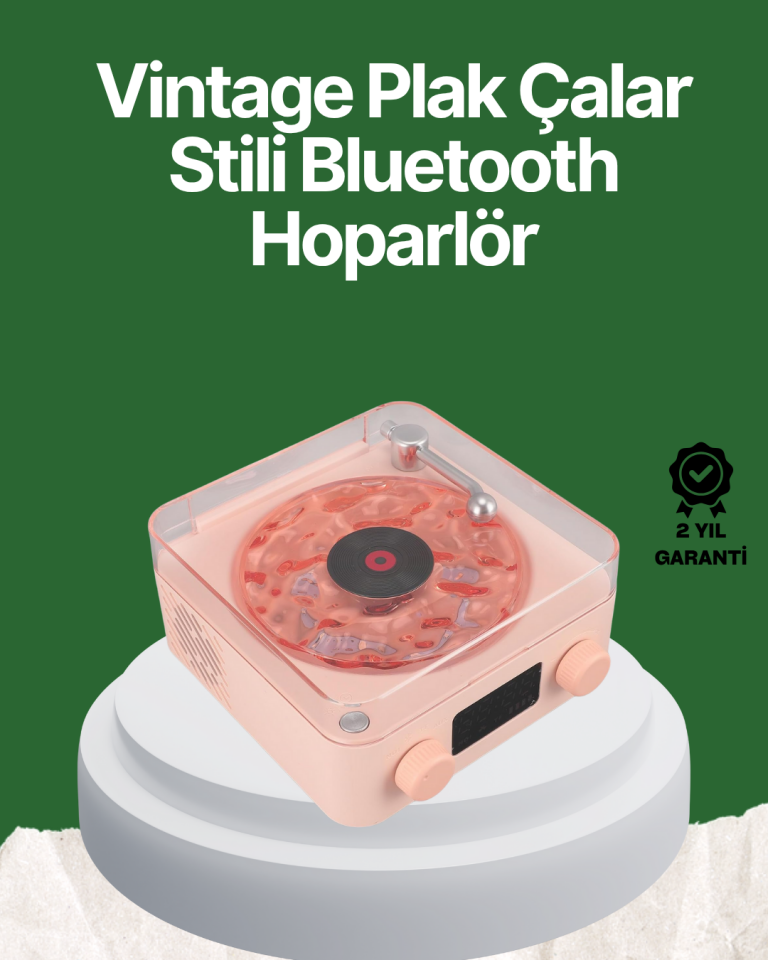 Vintage Tarz Bluetooth Hoparlör – Gece Işığı ve Zaman Göstergeli - Lisinya