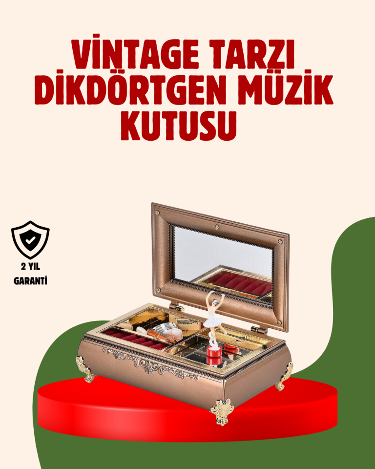 Piyano Şeklinde Balerinli Müzik Kutusu Takı Bölmeli Şık Model - Lisinya