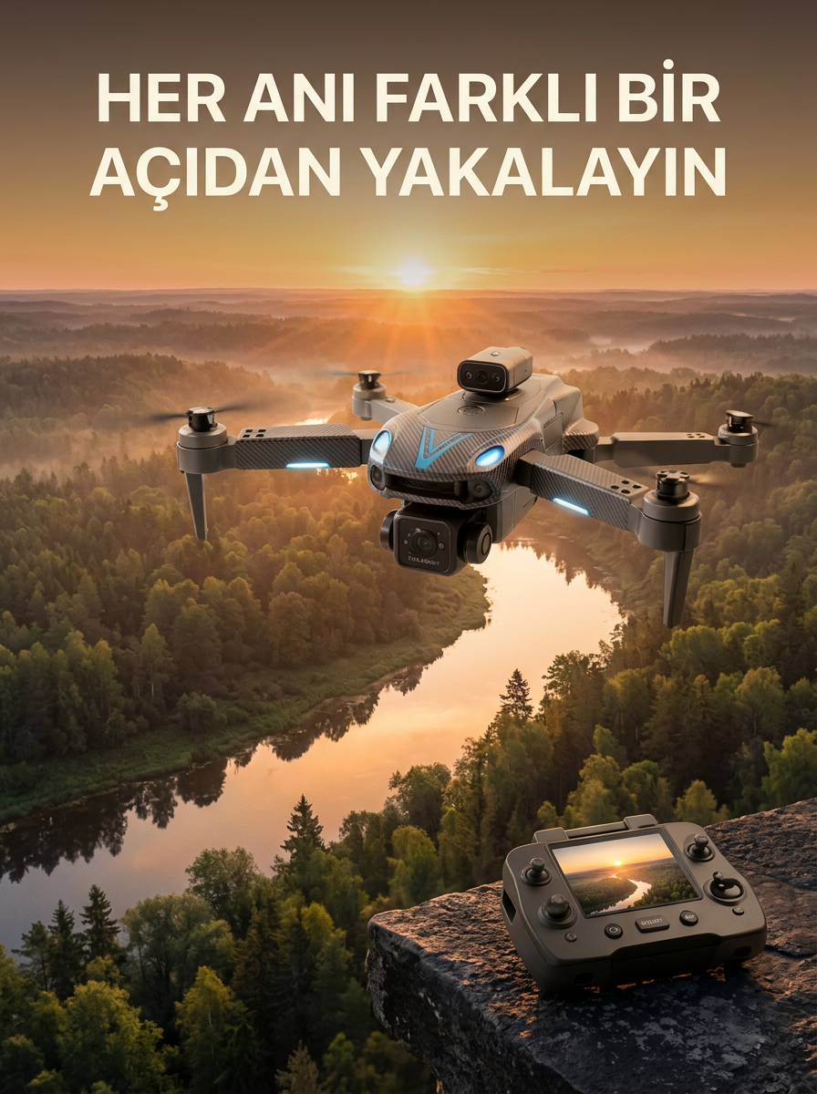 Ekranlı Kumandalı Çift Kameralı Drone ile Havadan Çekim - Lisinya