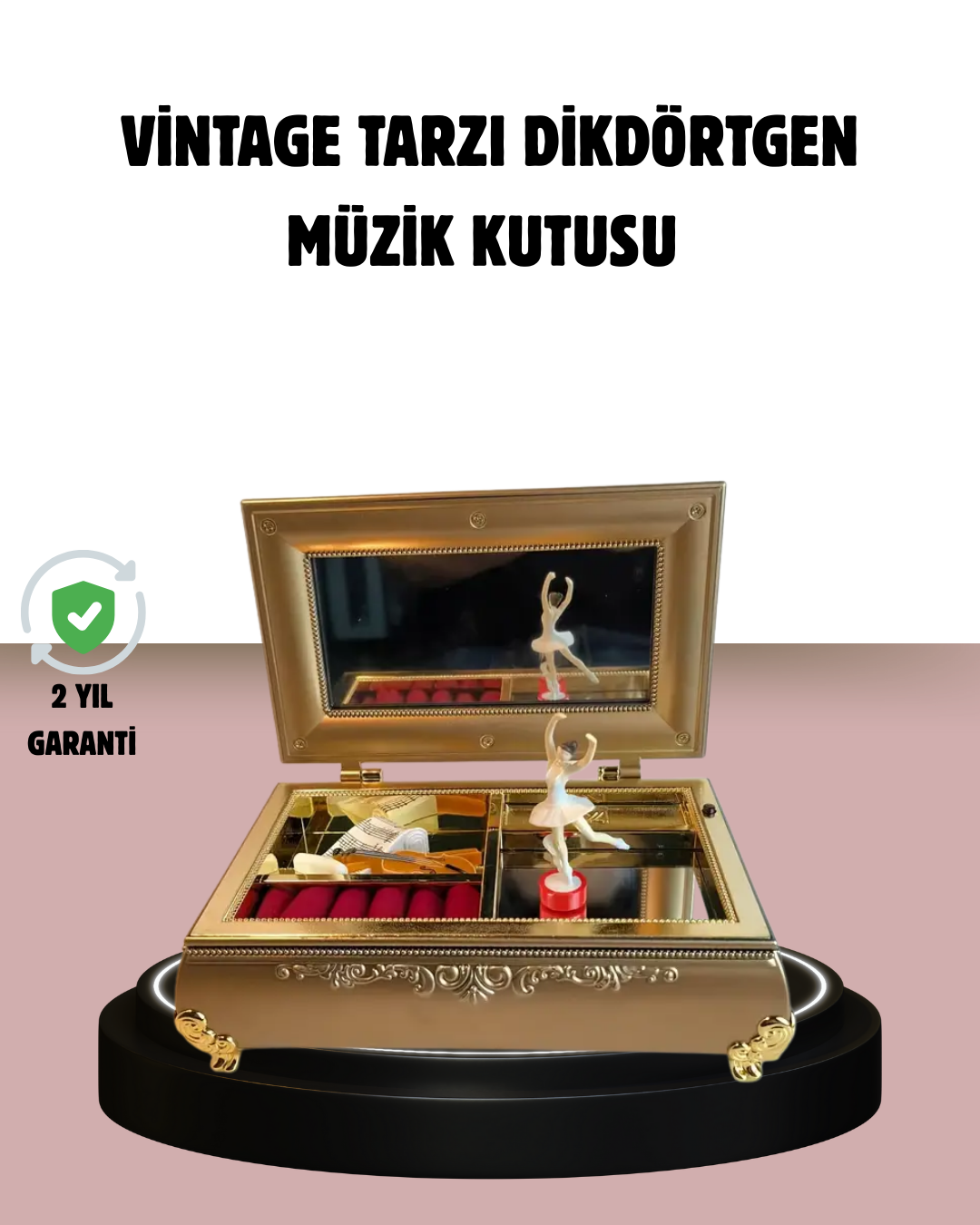 YamanHobi Balerinli Piyano Tasarımlı Müzikli Takı Kutusu Kahverengi