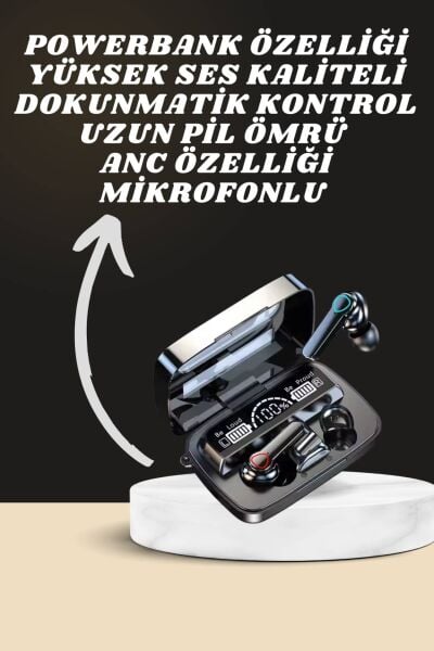 Dijital Göstergeli Powerbank Kulaklık ve 7 Kordonlu Yeni Nesil Akıllı Saat Amoled Ekran
