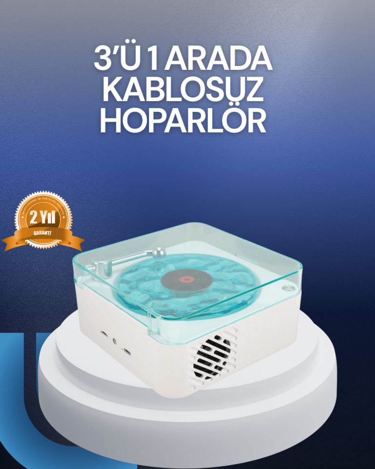 Bluetooth Hoparlör – 3-ü-1 Saatli Gece Lambası ve Vintage Tasarım - Lisinya
