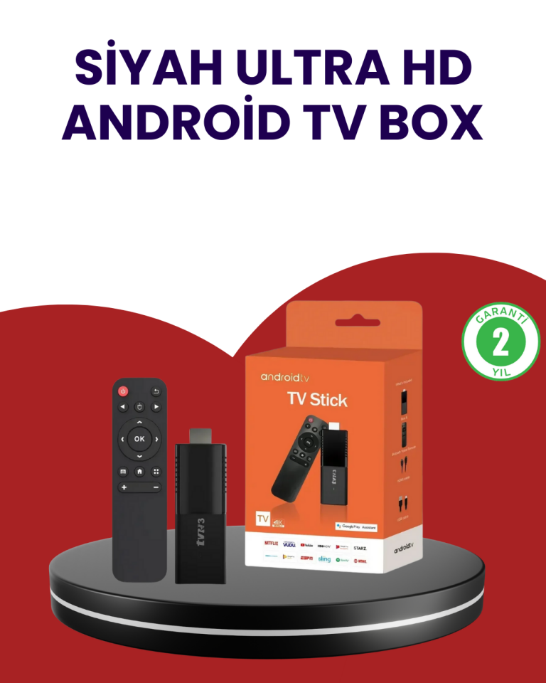 YamanHobi 4K Android TV Stick 2 GB RAM 16 GB Hafıza 5 GHz WiFi Bluetooth 5.0 Siyah