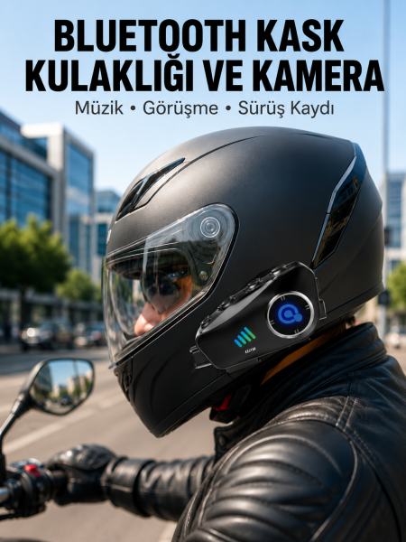 Q28 Kameralı Motosiklet Kask Kulaklık Bluetooth 5.3 Su Geçirmez 1080P HD Yeni Nesil - Lisinya