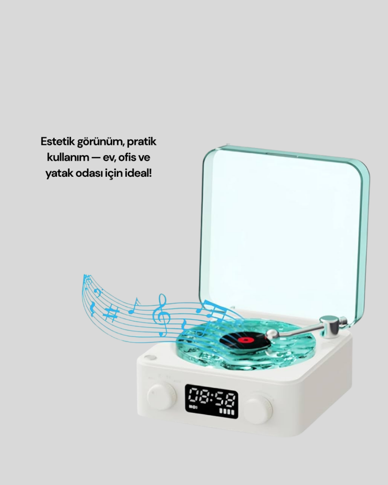 3-1 Kablosuz Bluetooth Hoparlör – Gece Lambalı, Saatli, Retro Tasarım - Lisinya