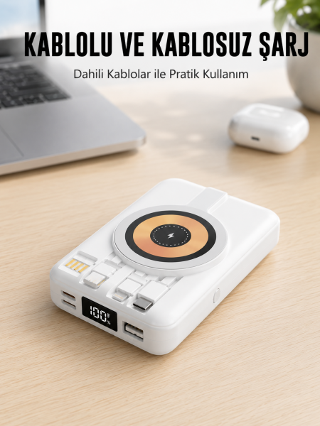MagSafe Uyumlu Kablosuz Powerbank Hızlı Şarj Özellikli Yeni Nesil - Lisinya