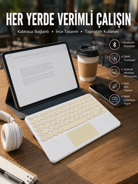 Touchpad Uyumlu Bluetooth Klavye Slim Kablosuz Wifi Q Klavye - Lisinya