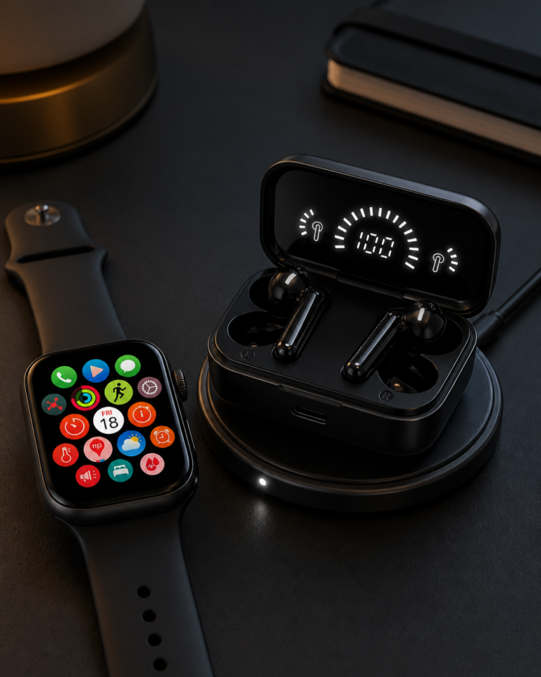 Spor ve Günlük Kullanıma Uygun Akıllı Saat ve Bluetooth Kulaklık Seti Yüksek Performans - Lisinya