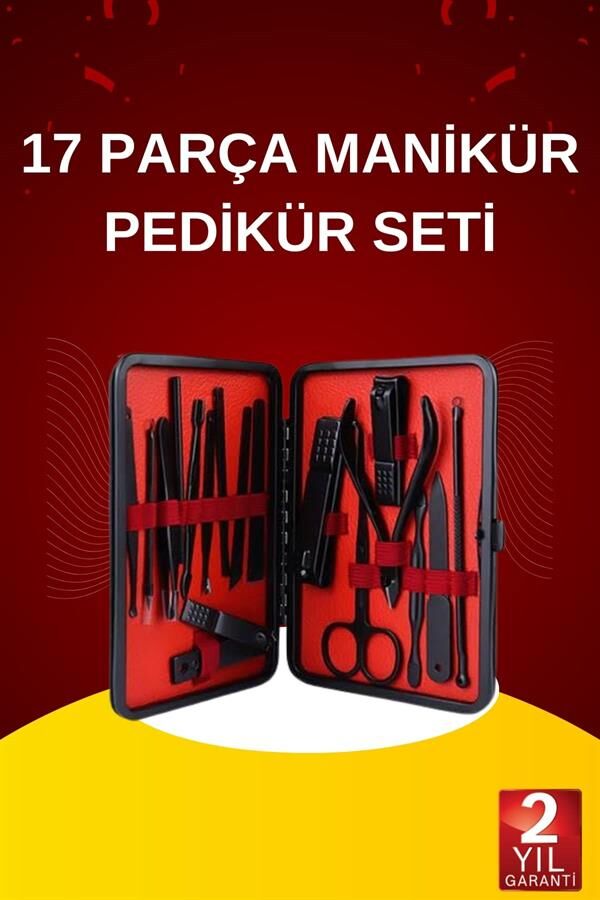 17 Parça El Ayak Bakım Seti Tırnak Temizleme Manikür Pedikür Cımbız Törpü Tırnak Makası - Lisinya