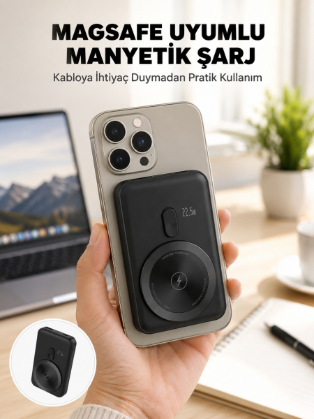 Kablosuz ve Kablolu Kullanım Sunan Taşınabilir Powerbank Yeni Nesil - Lisinya