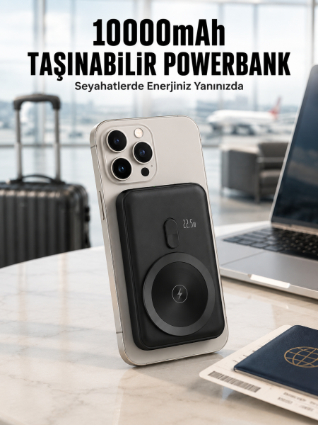 22.5W Hızlı Şarj Destekli Manyetik Powerbank Kompakt Tasarım Yeni Nesil - Lisinya