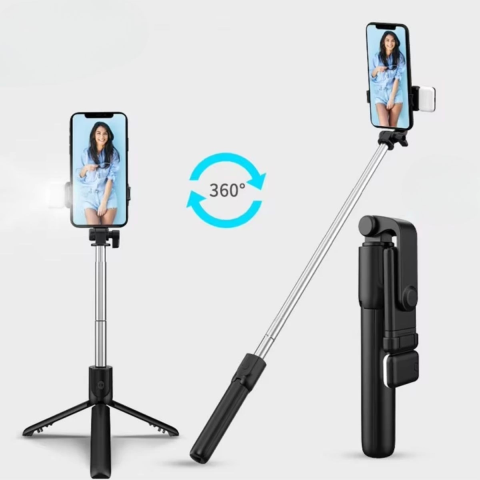 Kendiliğinden Led Işıklı Kumandalı Uzayabilen Selfie Çubuğu,masa Üstü Tripod ( Lisinya )
