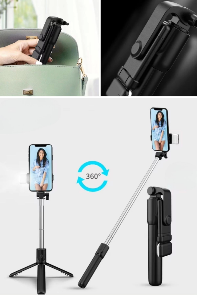 Kendiliğinden Led Işıklı Kumandalı Uzayabilen Selfie Çubuğu,masa Üstü Tripod ( Lisinya )