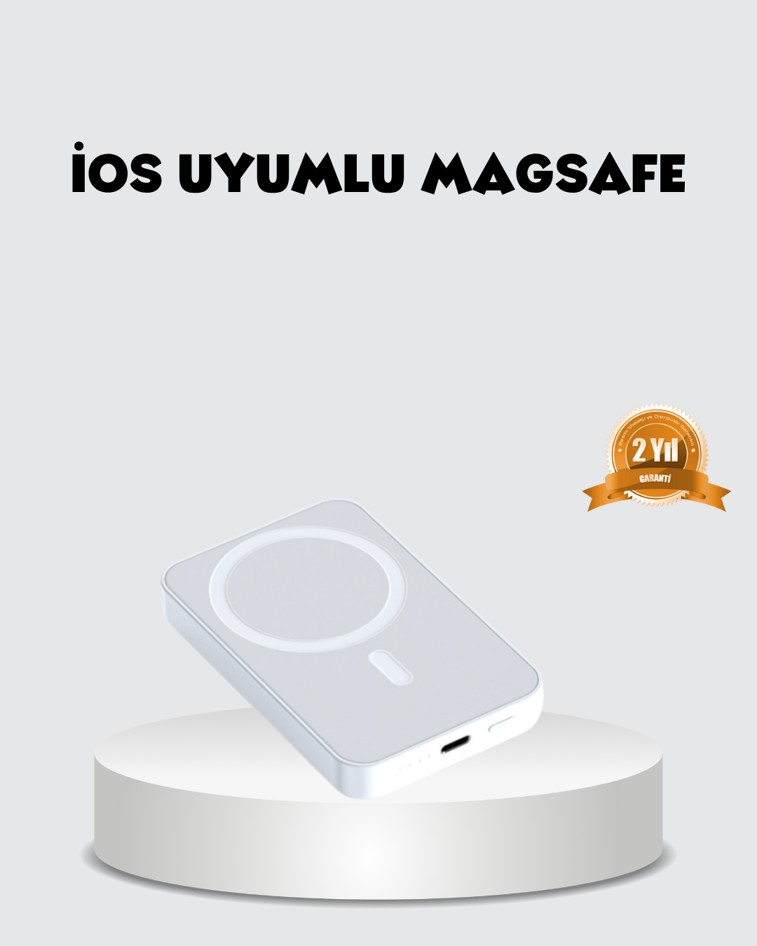 MagSafe Uyumlu Manyetik Kablosuz Powerbank 15W Hızlı Şarj Taşınabilir Şarj Cihazı-Beyaz