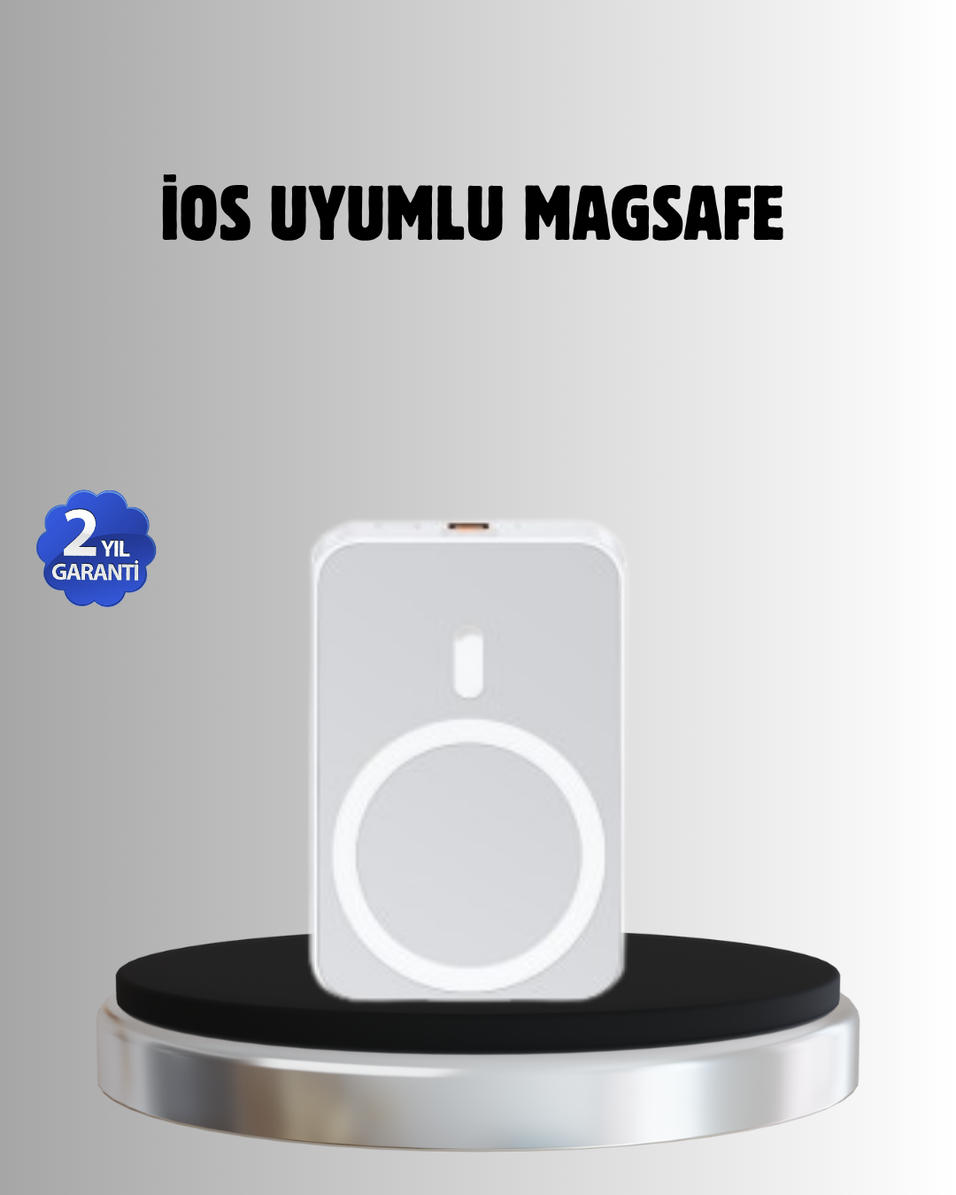 YamanHobi MagSafe Uyumlu Manyetik Kablosuz Powerbank 15W Hızlı Şarj Taşınabilir Şarj Cihazı